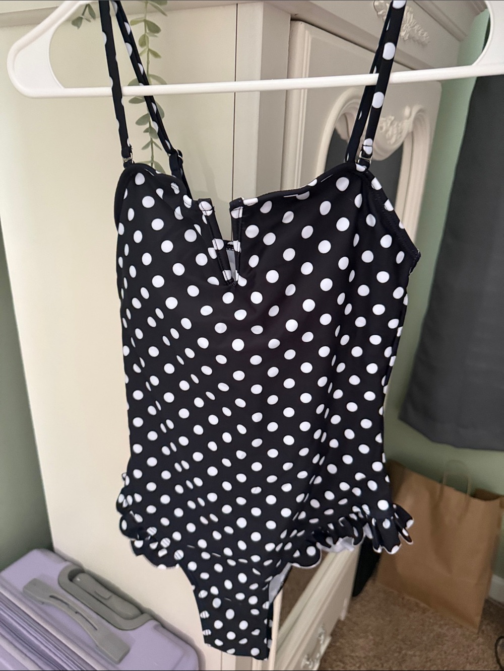 Black and White Polka Dot One-Piece Swimsuit